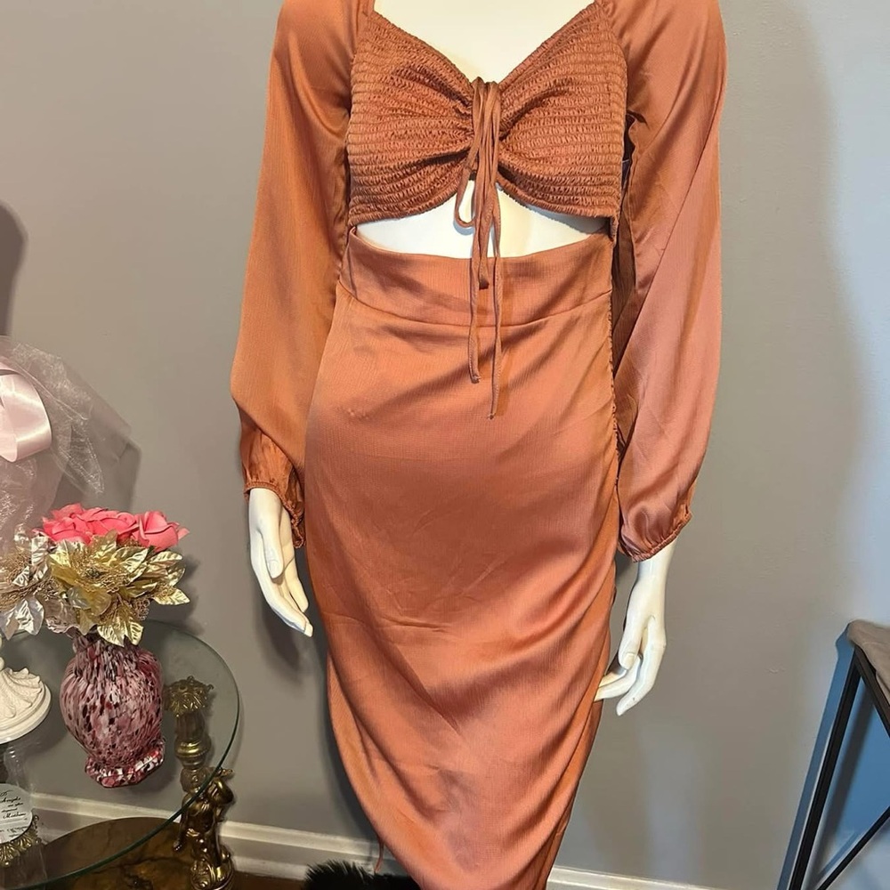 Elegant Rust Skirt Set